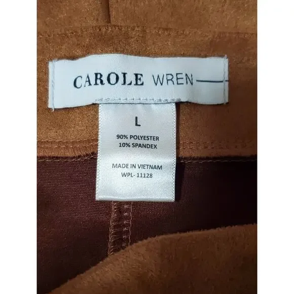Carole Wren Women’s Faux Suede Wide-Leg Pants - Camel Brown - Size L - Picture 2 of 11